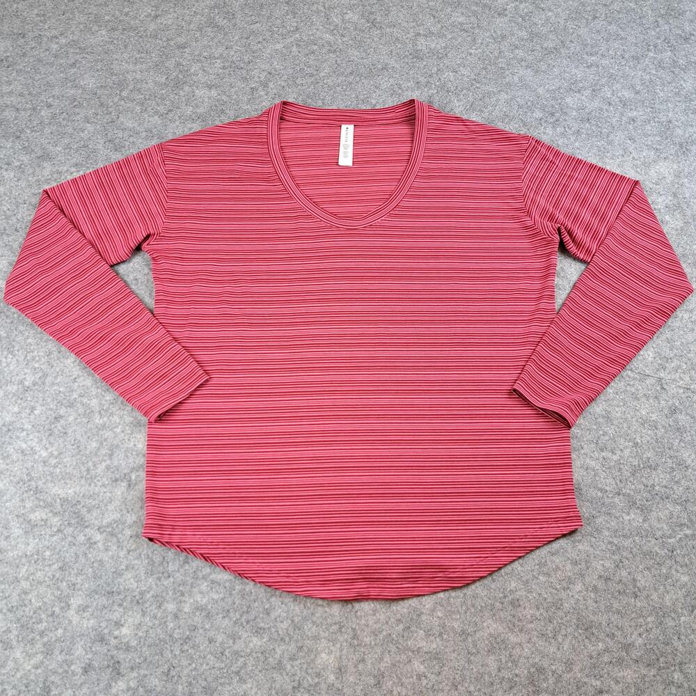 Athleta Shirt Womens Medium Pink Striped Cloudlight Stratus Top Long Sleeve